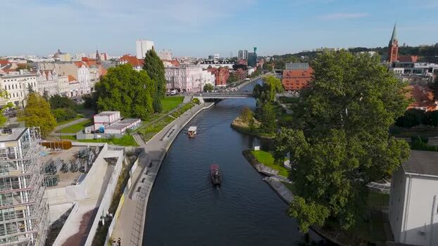 Aerial view of Brda river and architecture Poland. Aerial view of Brda river and architecture Poland.