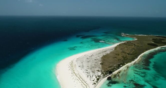 Aerial view of Los Roques archipelago in Venezuela.