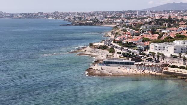 Aerial view of Praia das Avencas in Cascais Portugal.