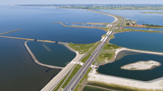 Aerial View of the Vismigratierivier at the Afsluitdijk Aerial View of the Vismigratierivier at the Afsluitdijk