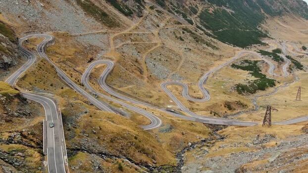 Aerial view of Transfagarasan mountain road in Romania. Aerial view of Transfagarasan mountain road in Romania.