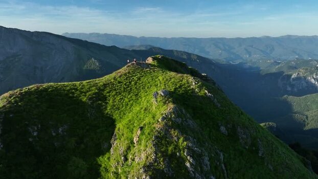Aerial view of Monte Freddone summit in Italy.