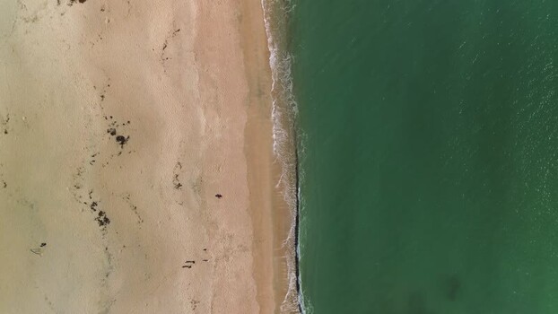 Aerial view of Carlyon Bay beach in Cornwall United Kingdom. Aerial view of Carlyon Bay beach in Cornwall United Kingdom.