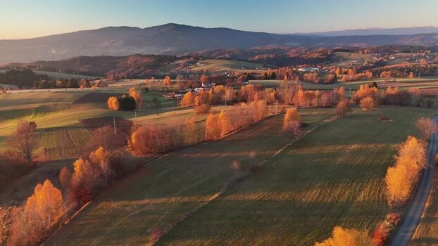 Aerial view of autumn landscape Slovakia.