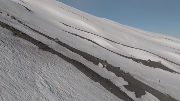 Aerial view of Rifugio Sapienza on the snowy slopes of Mount Etna Italy. Aerial view of Rifugio Sapienza on the snowy slopes of Mount Etna Italy.