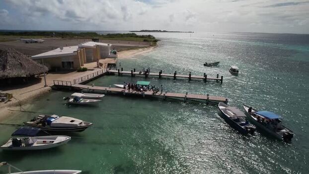 Aerial view of Los Roques archipelago in Venezuela.