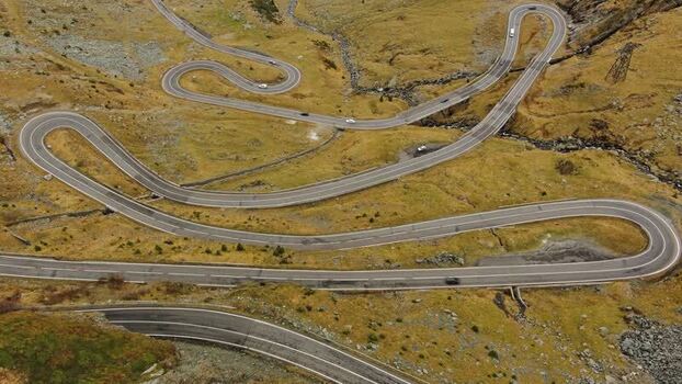 Aerial view of Transfagarasan road in Romania. Aerial view of Transfagarasan road in Romania.
