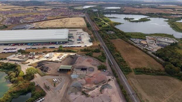 Aerial view of industrial site in Bedford United Kingdom.