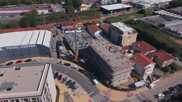 Aerial view of construction site in Barcelos Portugal.