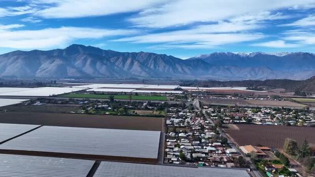 Aerial view of agricultural fields near Santiago Chile.