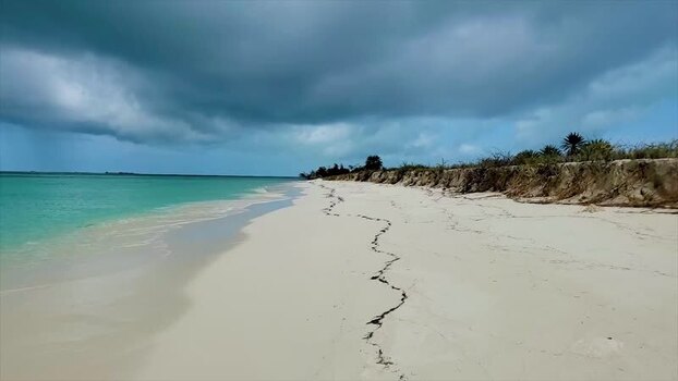Aerial view of Los Roques archipelago beach Venezuela.