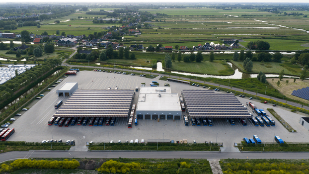Purmerend Netherlands 15 June 2026 Aerial view of Electric Public Transport Charging Hub in Purmerend Purmerend Netherlands 15 June 2026 Aerial view of Electric Public Transport Charging Hub in Purmerend