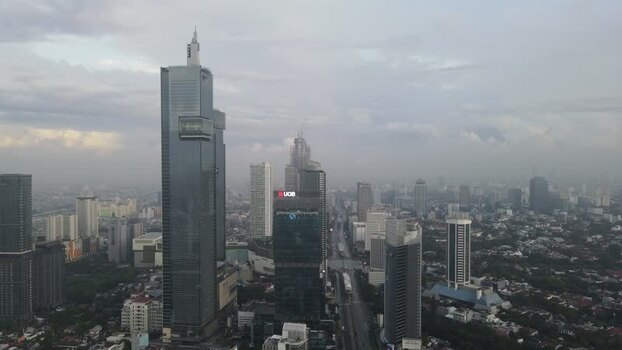 Aerial view of skyscrapers in Central Jakarta Indonesia. Aerial view of skyscrapers in Central Jakarta Indonesia.