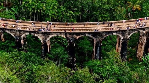 Aerial view of Nine Arch Bridge in Ella Sri Lanka.
