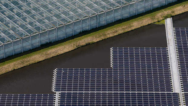 Aerial View of Agrivoltaic Greenhouses in Middenmeer