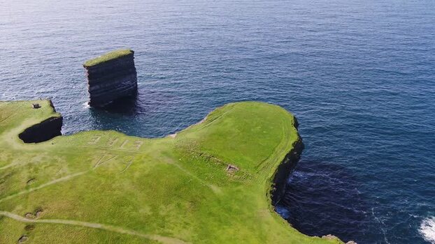 Aerial view of Dun Briste Sea Stack in Ballycastle Ireland. Aerial view of Dun Briste Sea Stack in Ballycastle Ireland.