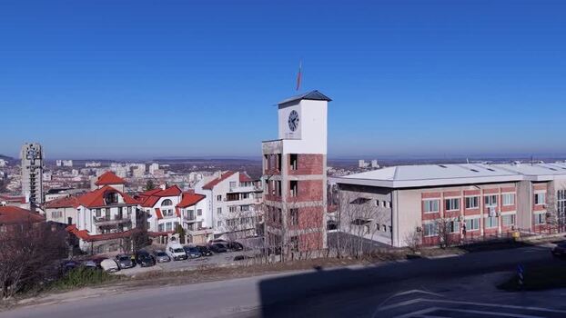 Aerial view of Shumen and the Bulgarian State Monument Bulgaria.