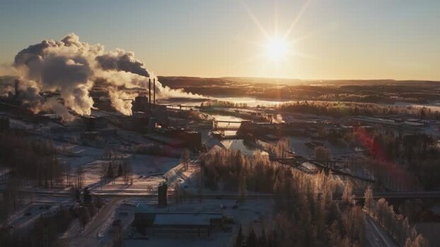 Aerial view of Metsa Board Aanekoski industrial plant Finland.