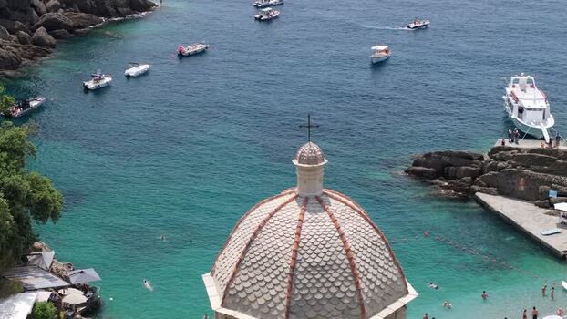 Aerial view of the Church of San Giorgio in Portofino Italy. Aerial view of the Church of San Giorgio in Portofino Italy.