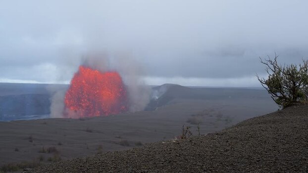View of lava erupting from Halema uma u Crater United States.
