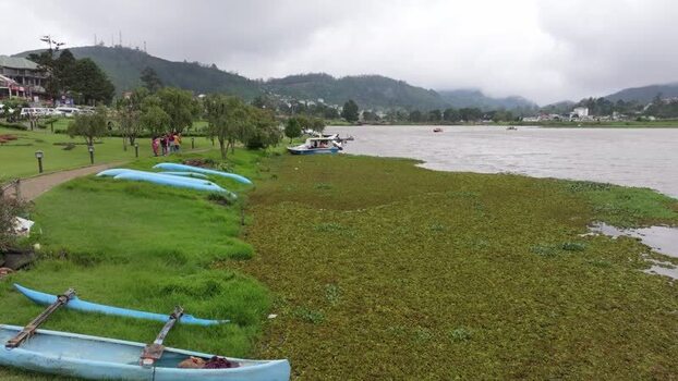 Aerial view of Lake Gregory and boats in Nuwara Eliya Sri Lanka. Aerial view of Lake Gregory and boats in Nuwara Eliya Sri Lanka.