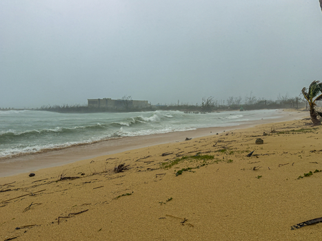 San Jose Tinian Northern Mariana Islands 06 July 2026 View of the stormy coastline at Jones beach during Super Typhoon Bavi with rough waves crashing on the beach debris and overcast skies. San Jose Tinian Northern Mariana Islands 06 July 2026 View of the stormy coastline at Jones beach during Super Typhoon Bavi with rough waves crashing on the beach debris and overcast skies.