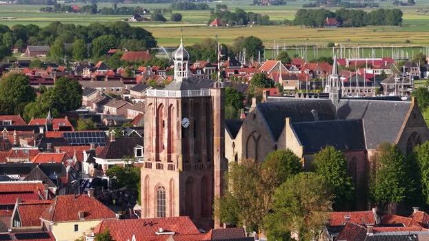 Aerial view of the Sint Gertrudiskerk church Netherlands.