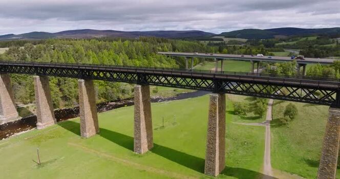 Aerial view of Findhorn Bridge viaduct in Scotland United Kingdom. Aerial view of Findhorn Bridge viaduct in Scotland United Kingdom.