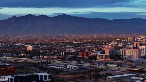 Aerial view of Tucson skyline and mountains United States. Aerial view of Tucson skyline and mountains United States.