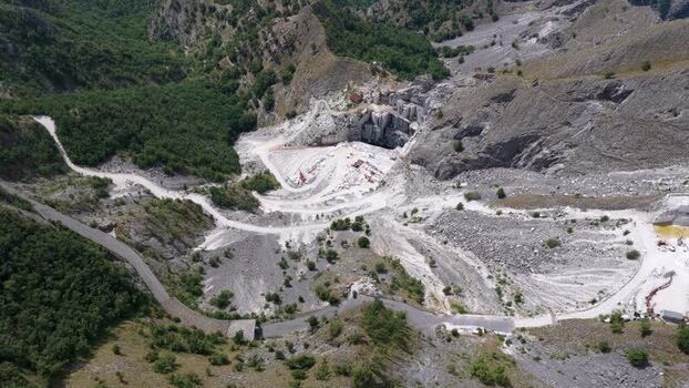 Aerial view of marble quarries in Carrara Italy. Aerial view of marble quarries in Carrara Italy.