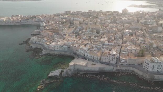 Aerial view of the Island of Ortigia in Syracuse Italy.