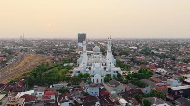 Aerial view of Sheikh Zayed Grand Mosque in Surakarta Indonesia. Aerial view of Sheikh Zayed Grand Mosque in Surakarta Indonesia.