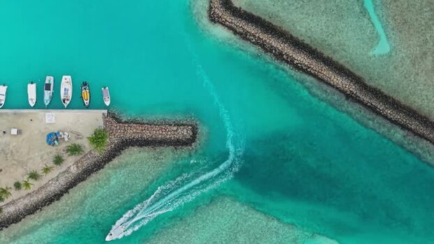 Aerial view of boats in the harbor Maldives. Aerial view of boats in the harbor Maldives.