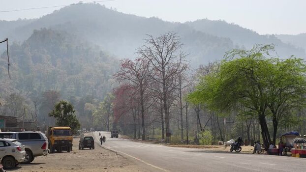 View of a road through the mountains in Nepal Nepal.