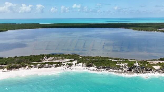 Aerial view of the salt trading post and salt pans The Bahamas. Aerial view of the salt trading post and salt pans The Bahamas.