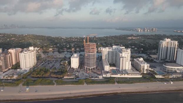 Aerial view of construction site in Miami Beach United States.