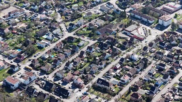 Aerial view of residential area France.