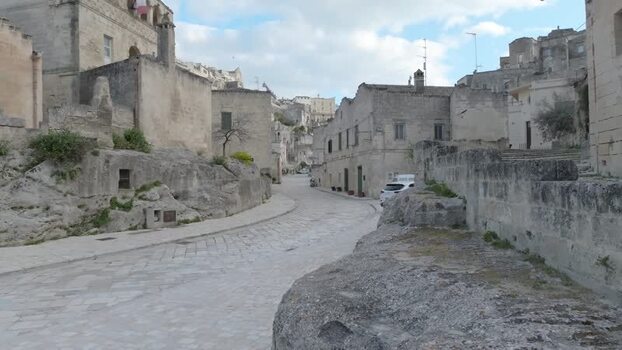 Aerial view of Sassi di Matera in Matera Italy.