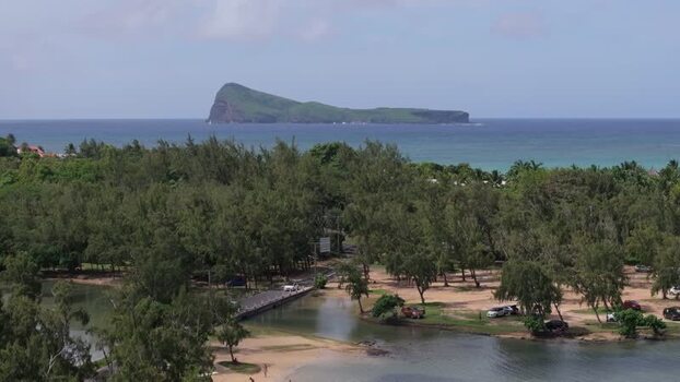 Aerial view of Cap Malheureux and Coin de Mire Mauritius.