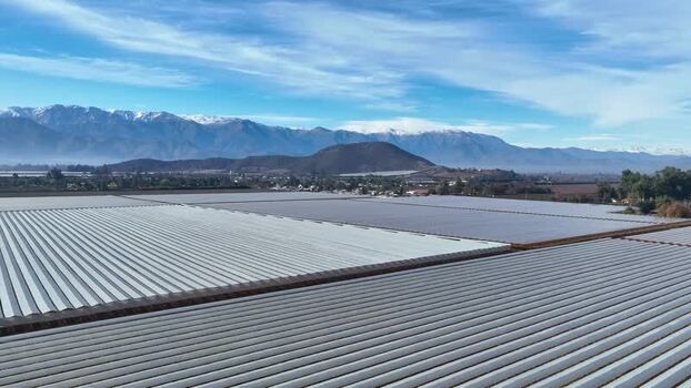 Aerial view of agricultural fields in Santiago Chile.