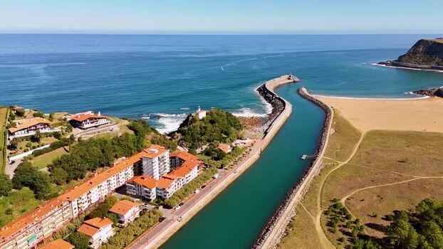 Aerial view of the coastal town of Zumaia Spain. Aerial view of the coastal town of Zumaia Spain.