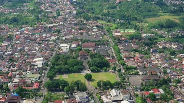 Aerial view of Dieng plateau and Kejajar town Indonesia. Aerial view of Dieng plateau and Kejajar town Indonesia.