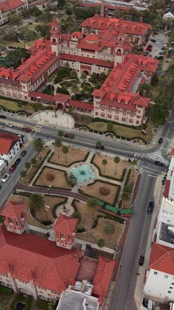 Aerial view of Flagler College and historic red roofs United States. Aerial view of Flagler College and historic red roofs United States.