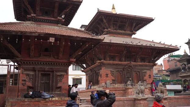 View of Kathmandu Durbar Square with historic temples Nepal.
