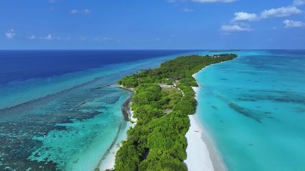 Aerial view of Fulhadhoo island and turquoise waters Maldives. Aerial view of Fulhadhoo island and turquoise waters Maldives.