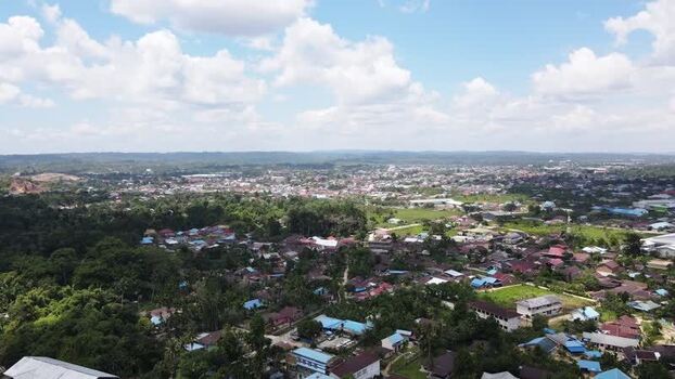 Aerial view of a town in Papua Indonesia.