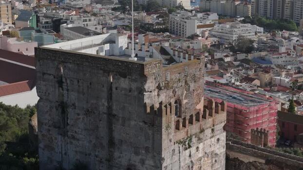 Aerial view of Moorish Castle in Gibraltar. Aerial view of Moorish Castle in Gibraltar.