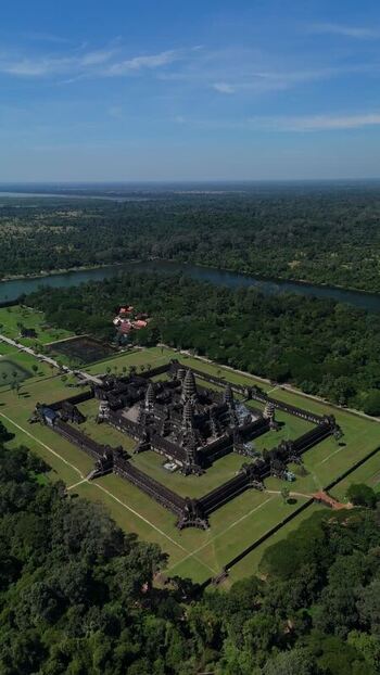 Aerial view of Angkor Wat in Krong Siem Reap Cambodia. Aerial view of Angkor Wat in Krong Siem Reap Cambodia.