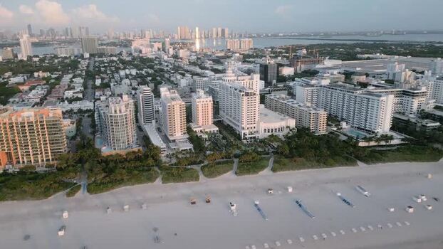 Aerial view of Miami Beach coastline and skyline United States. Aerial view of Miami Beach coastline and skyline United States.