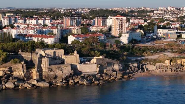 Aerial view of Forte de Santo Antonio da Barra in Estoril Portugal. Aerial view of Forte de Santo Antonio da Barra in Estoril Portugal.